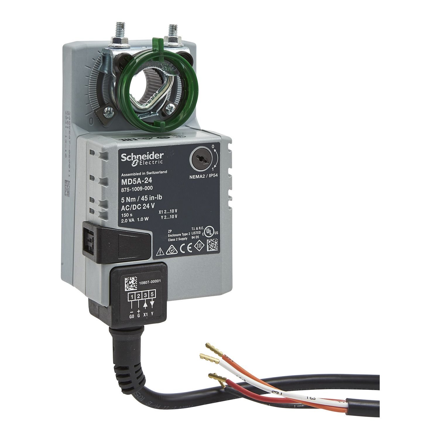 Picture of MD5A Electric Damper Actuator, Modulating, 2-10Vdc, Non-Spring Return, 24Vac/dc, 1m Cable, 5Nm, IP54