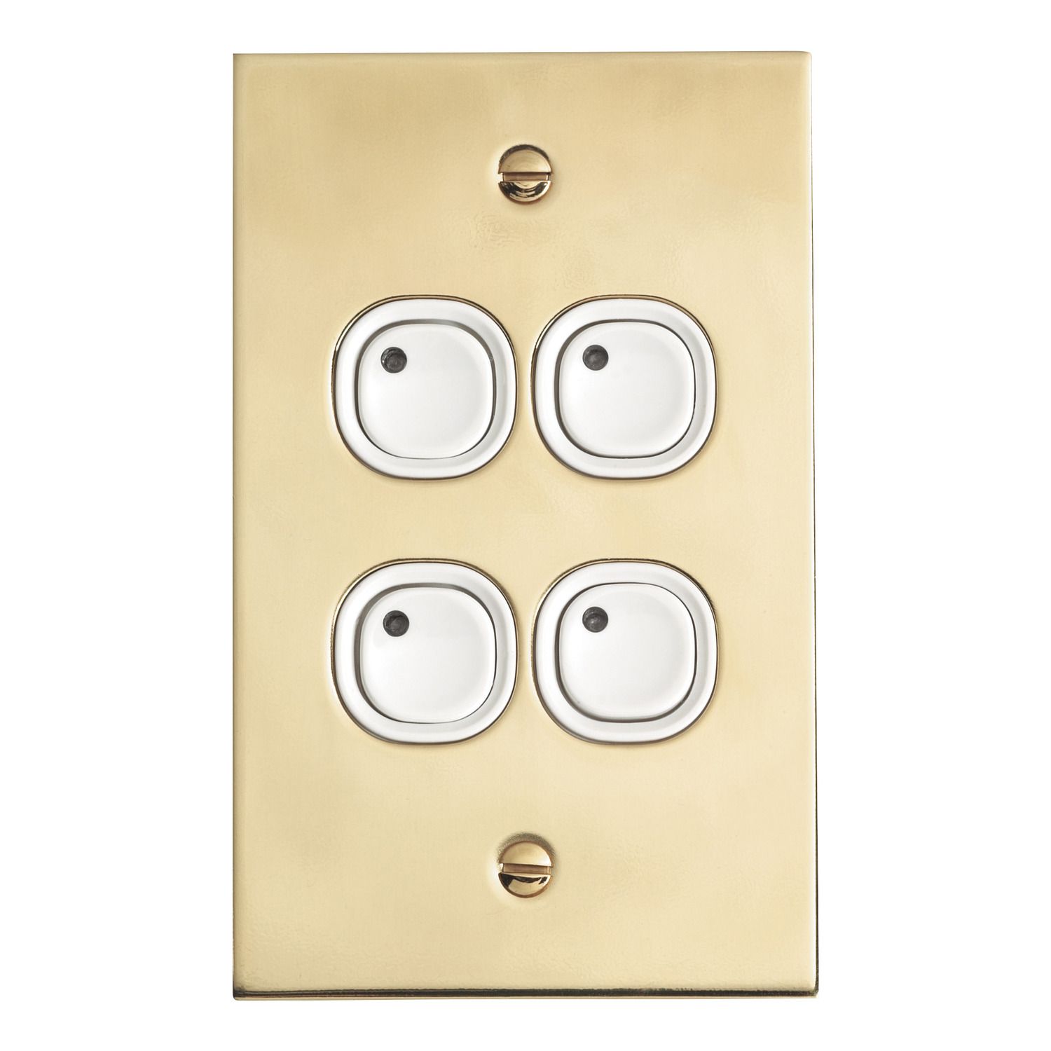Picture of Flat Plate, C-Bus Control and Management System, Key Input, 4 Gang, B Style, Learn Enabled, Brass