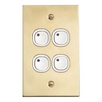 Picture of Flat Plate, C-Bus Control and Management System, Key Input, 4 Gang, B Style, Learn Enabled, Brass