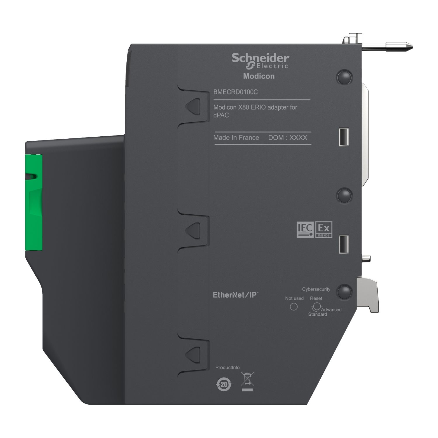Picture of Remote IO, EcoStruxure Automation Expert, Modicon X80 adapter for dPAC, Ethernet, conformal coated