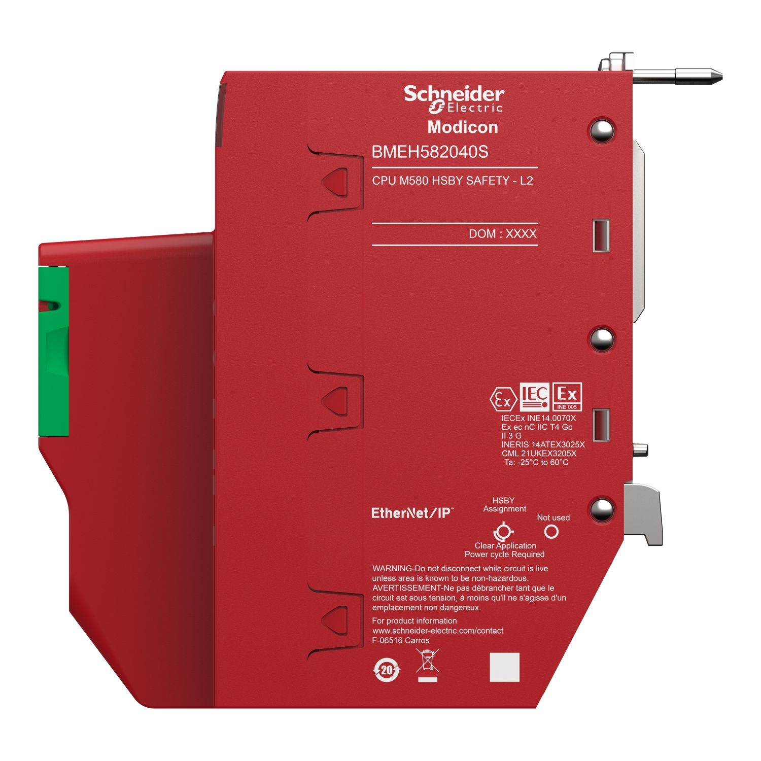 Picture of redundant safety processor, Modicon M580, 8MB, 61 Ethernet devices, 8 remote IO racks
