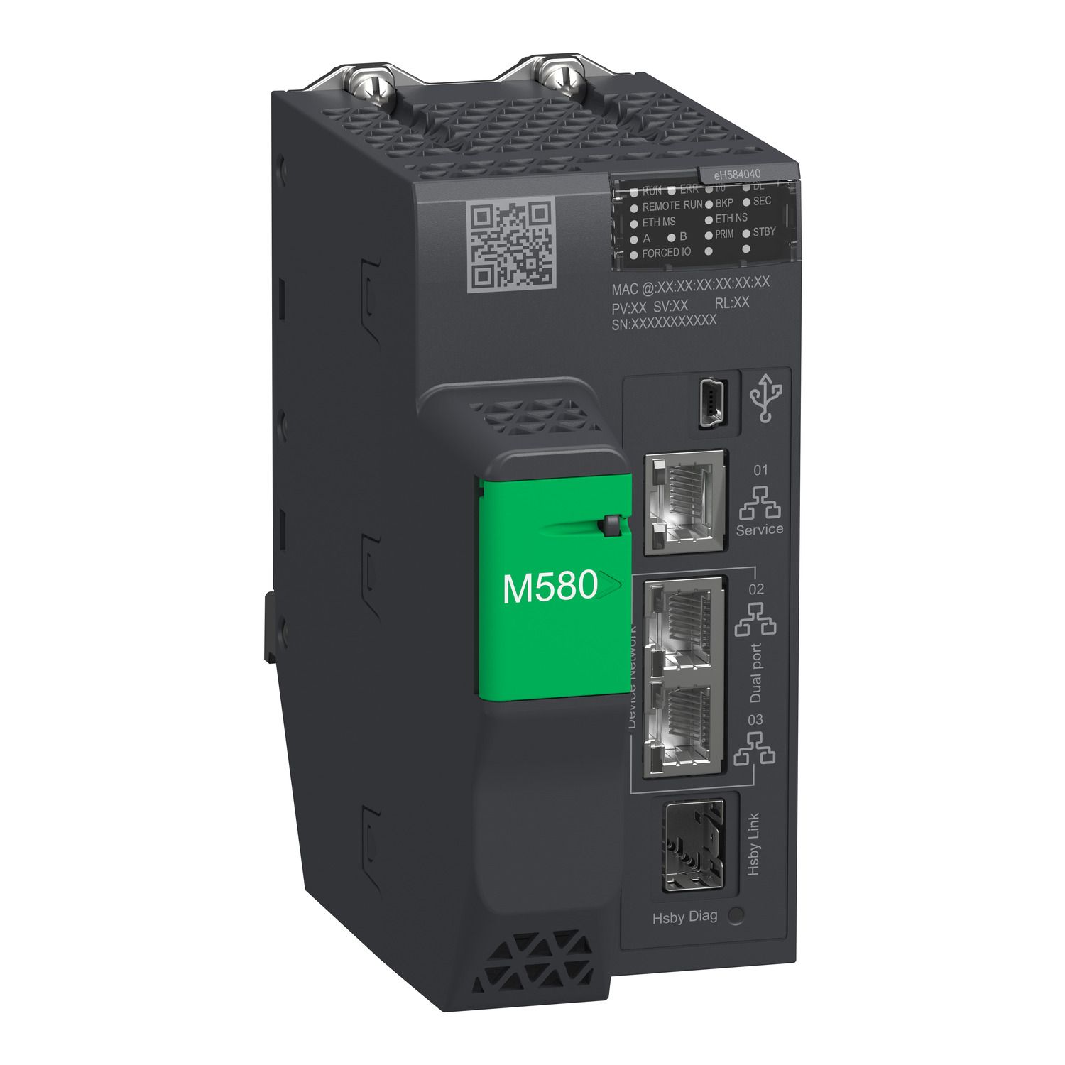 Picture of redundant processor, Modicon M580, 16MB, 61 Ethernet devices, 16 remote IO racks of X80 and Quantum IO