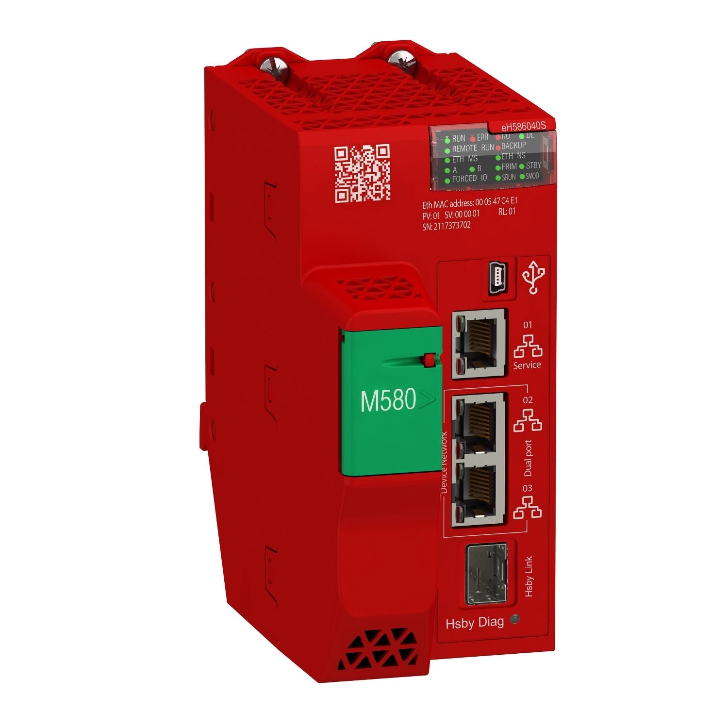 Picture of redundant safety processor, Modicon M580, 64MB, 61 Ethernet devices, 31 remote IO racks of X80 and Quantum IO