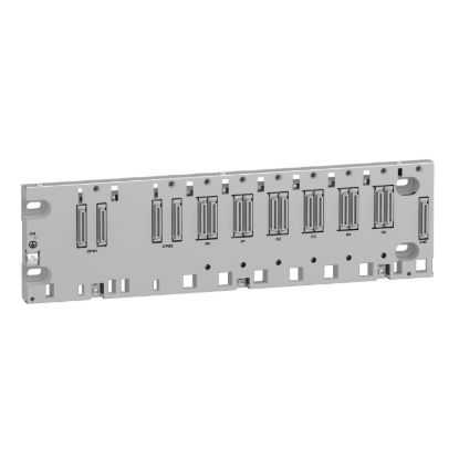 Picture of backplane rack, Modicon X80, 6 slots, redundant Ethernet backplane, severe environment