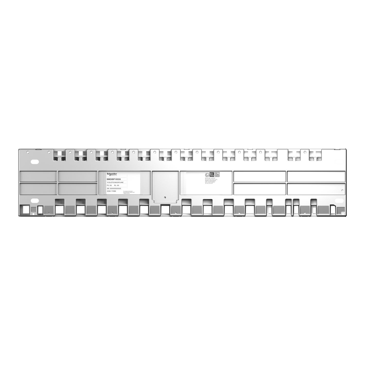 Picture of rack, Modicon X80, 10 slots, Redundant PS, Ethernet backplane, ruggedized