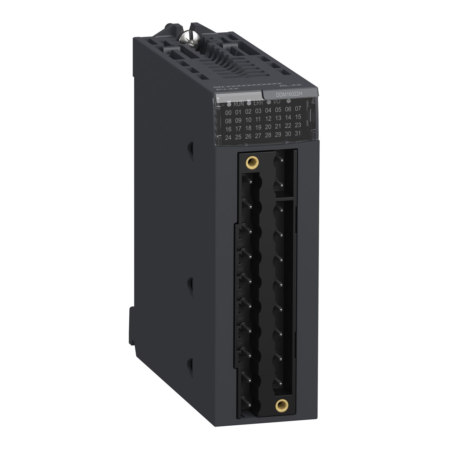 Picture of Discrete mixed I/O module, Modicon X80, 8 inputs, 8 outputs, 24V DC positive, for severe environments
