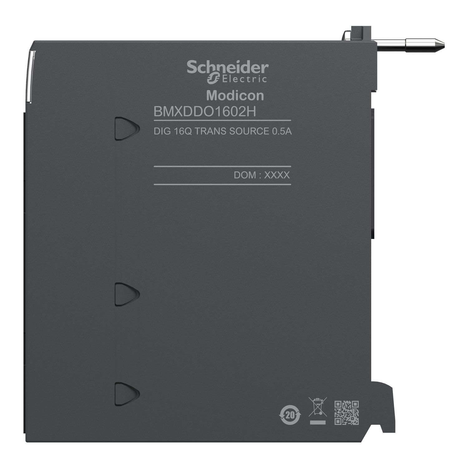 Picture of discrete output module, Modicon X80, 16 transistor outputs, 24V DC positive, for severe environments