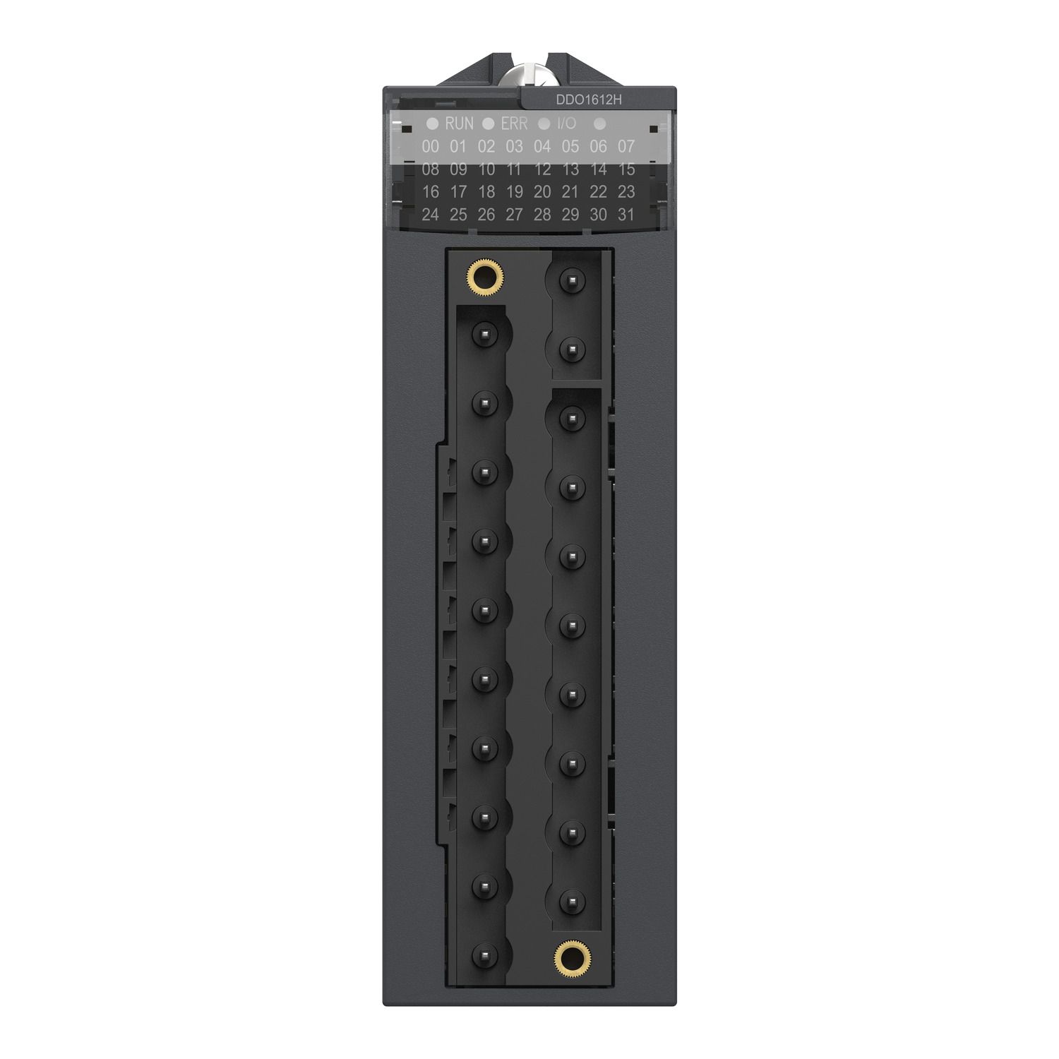 Picture of discrete output module, Modicon X80, 16 transistor outputs, 24V DC negative, for severe environments