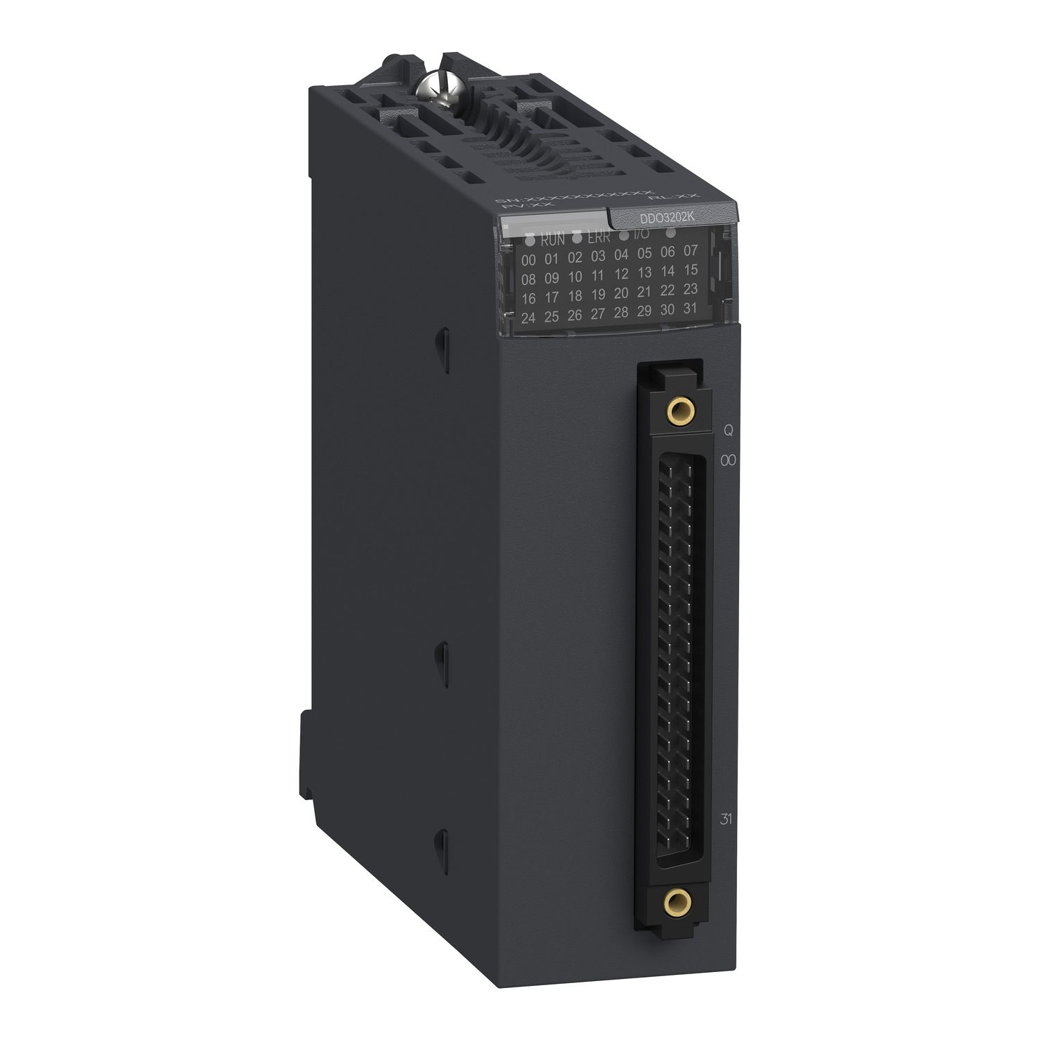 Picture of discrete output module, Modicon X80, 32 transistor outputs, 24V DC positive