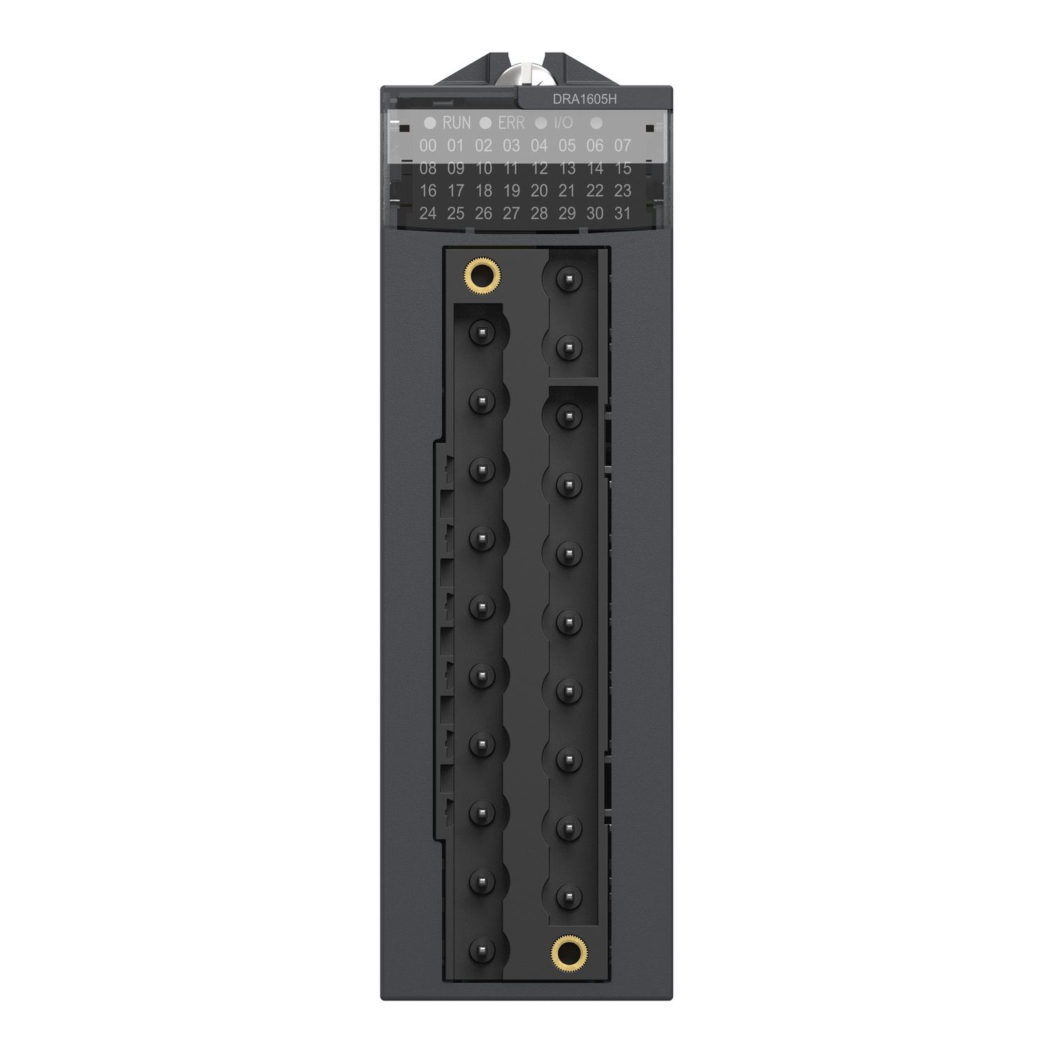 Picture of discrete output module, Modicon X80, 16 NO relay outputs, 24 to 240V AC, 24 to 48V DC, for severe environments