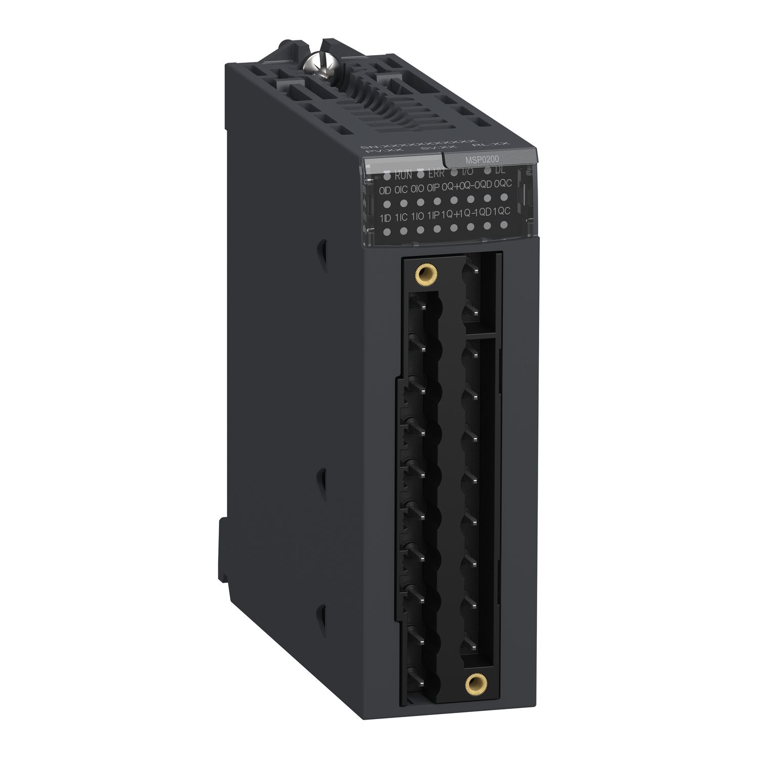 Picture of PTO module, Modicon X80, 2 channels, 4 I, 24V DC, 4.3mA, 2 connectors, 28 pins