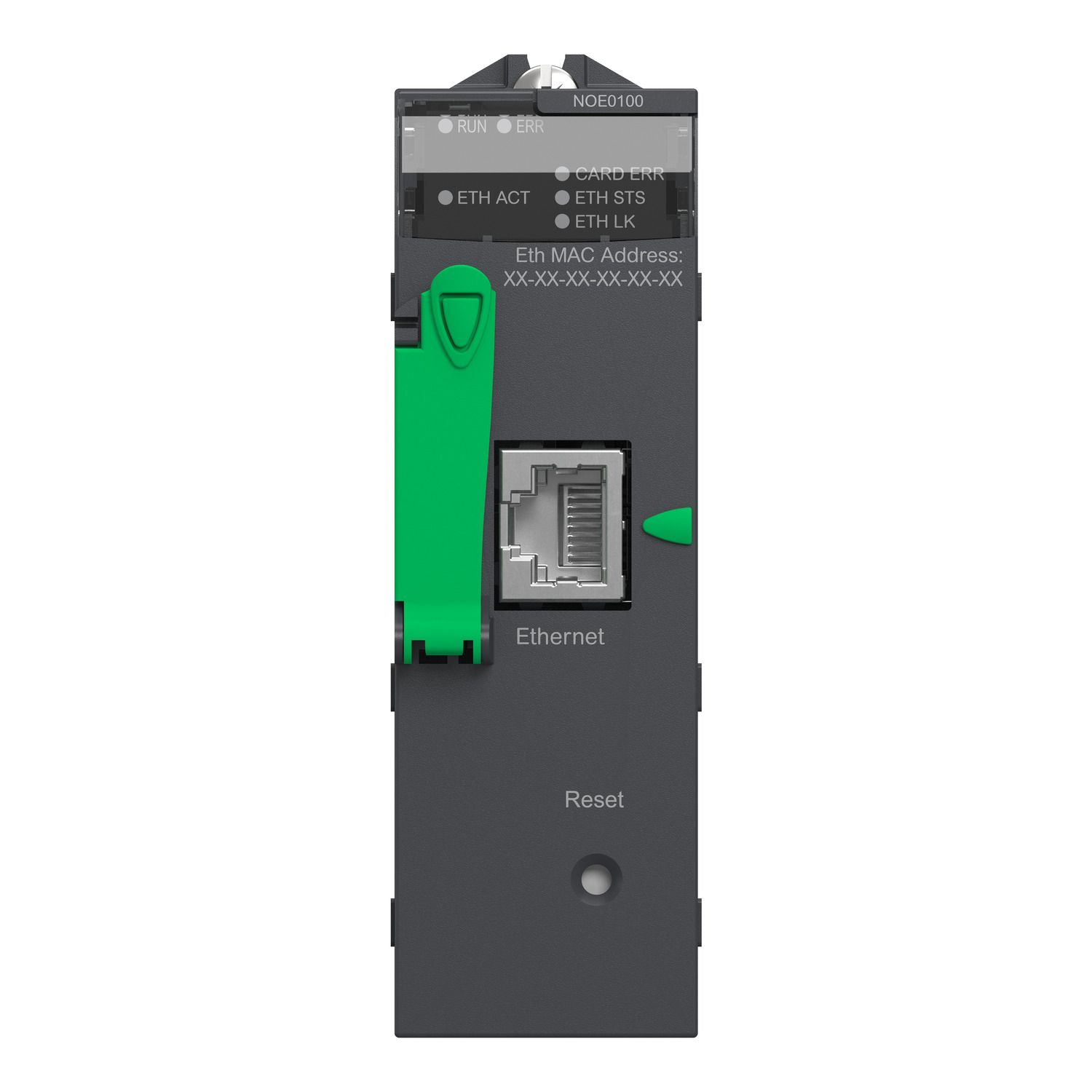 Picture of network module, Modicon M340, Modbus/TCP, 1 x RJ45, flash memory card