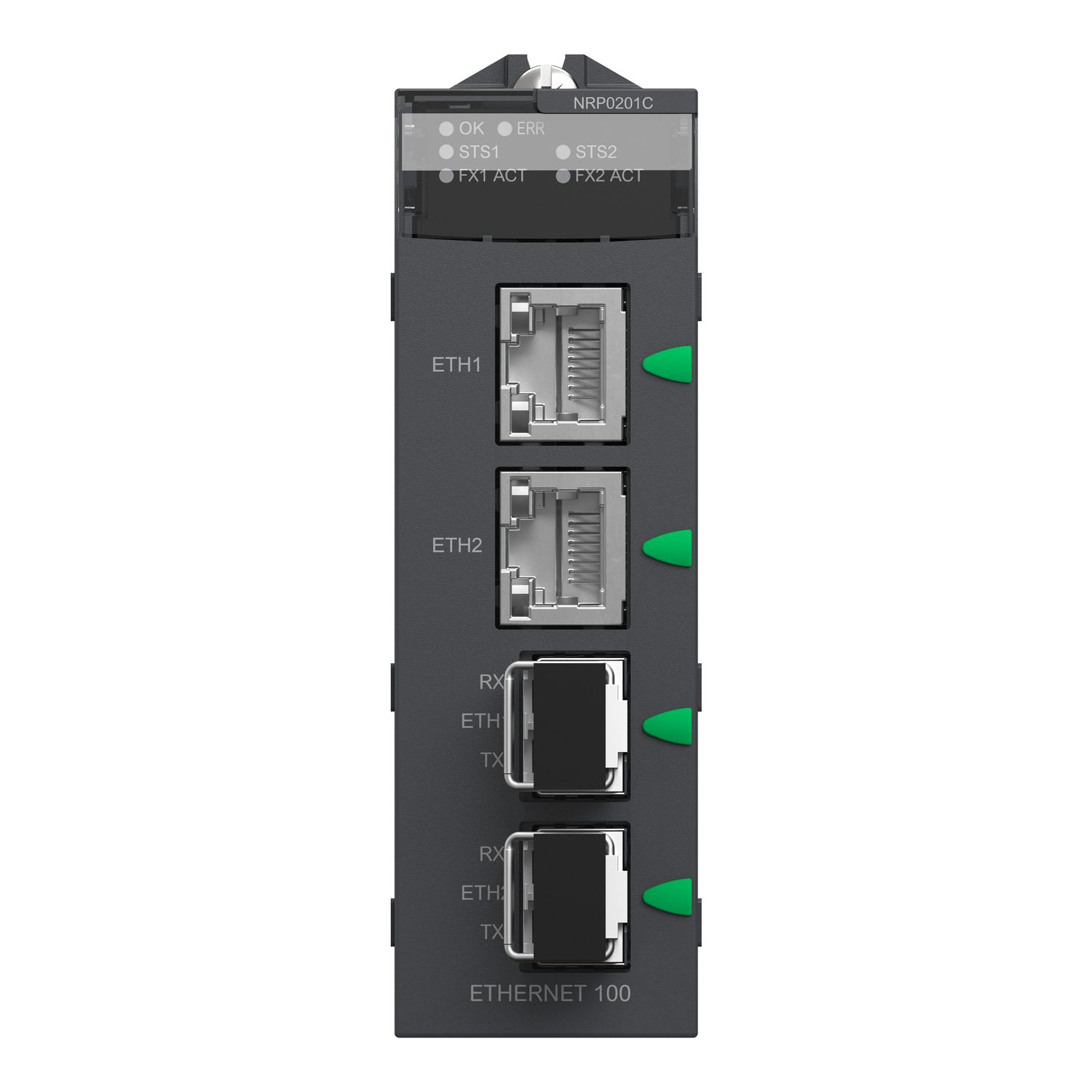 Picture of fiber converter, Modicon X80, SM/LC 2CH 100Mb, for severe environment