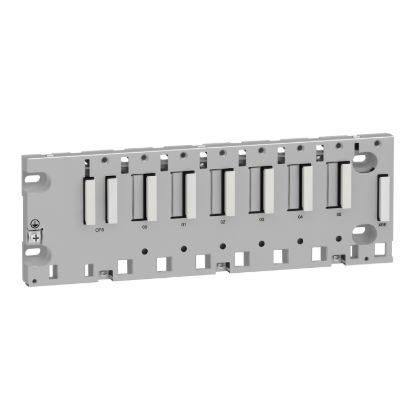 Picture of Backplane, Modicon X80, 6 slots, panel, mounitng plate or DIN rail mounting, ruggedized