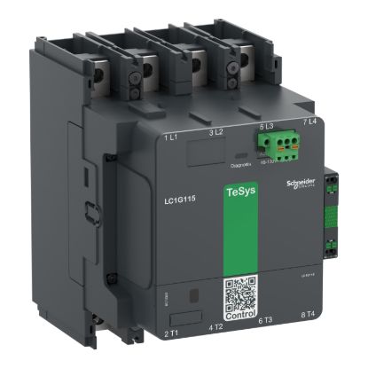 Picture of High power contactor, TeSys Giga, 4 pole (4NO), AC-1 <=440V 305A, standard version, 48…130V wide band AC/DC coil