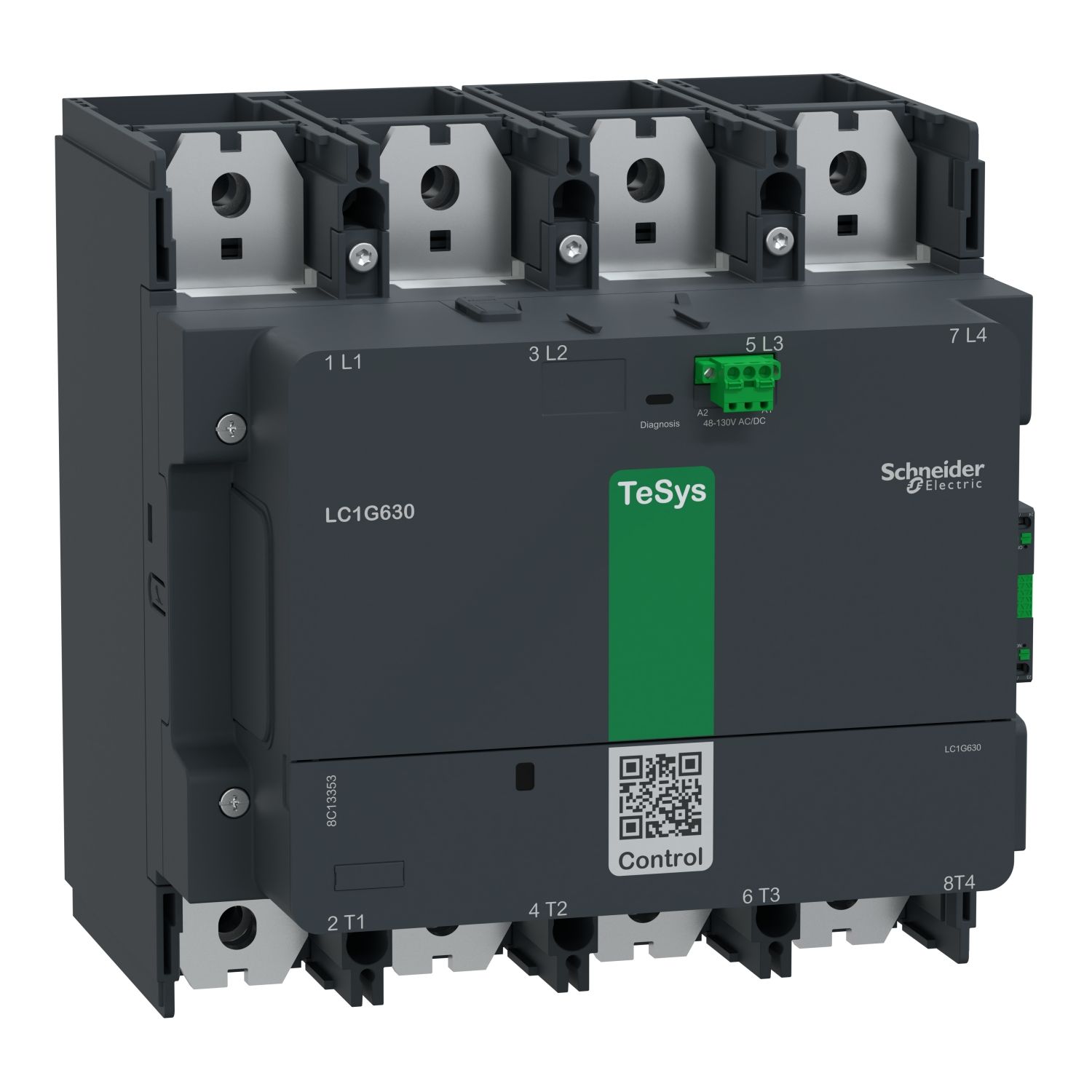 Picture of High power contactor,TeSys Giga 630,4P(4NO),AC-1 <=440V 1050A,standard version,48-130V AC/DC wide band coil