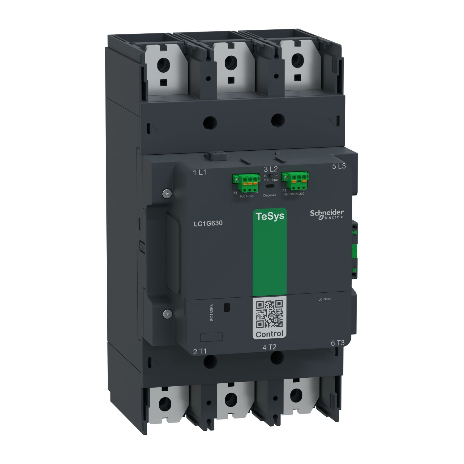 Picture of High power contactor, TeSys Giga, 3 pole (3NO), AC-3 <=440V 800A, advanced version, 200…500V wide band AC/DC coil