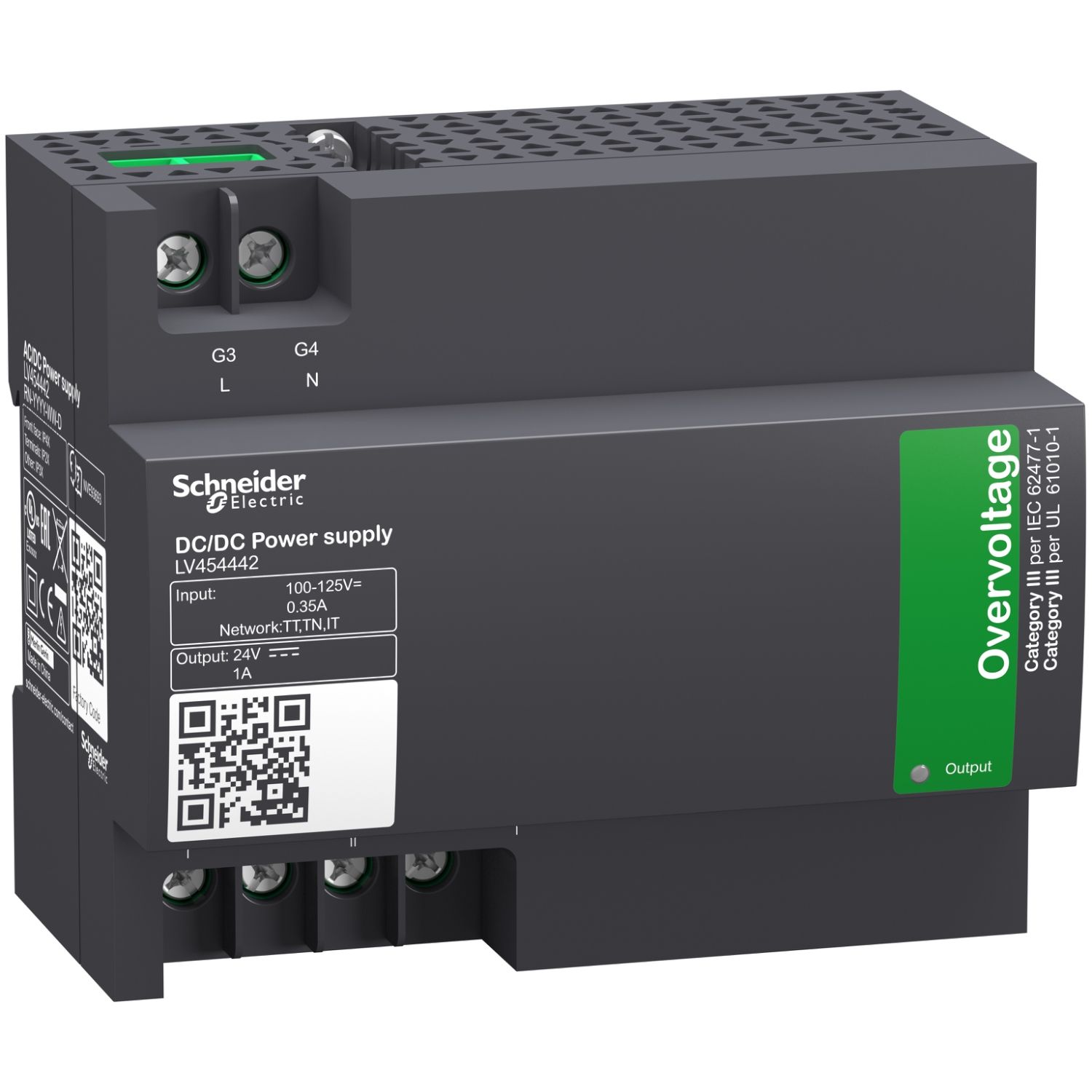 Picture of External power supply module, input voltage 100VDC to 125VDC, output voltage 24VDC, output current 1A