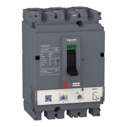 Picture of circuit breaker, EasyPact CVS100F, 36kA at 415VAC, ETS 2.2, 100A, 3P 3d