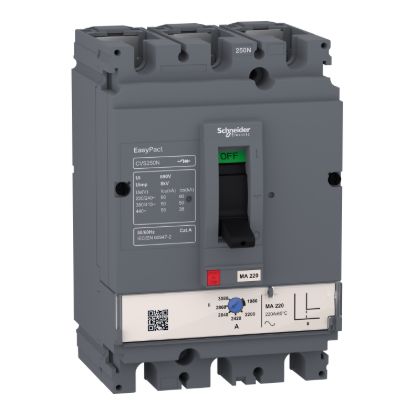 Picture of circuit breaker, EasyPact CVS250N, 50kA at 415VAC, 150A, MA trip unit, 3P3d