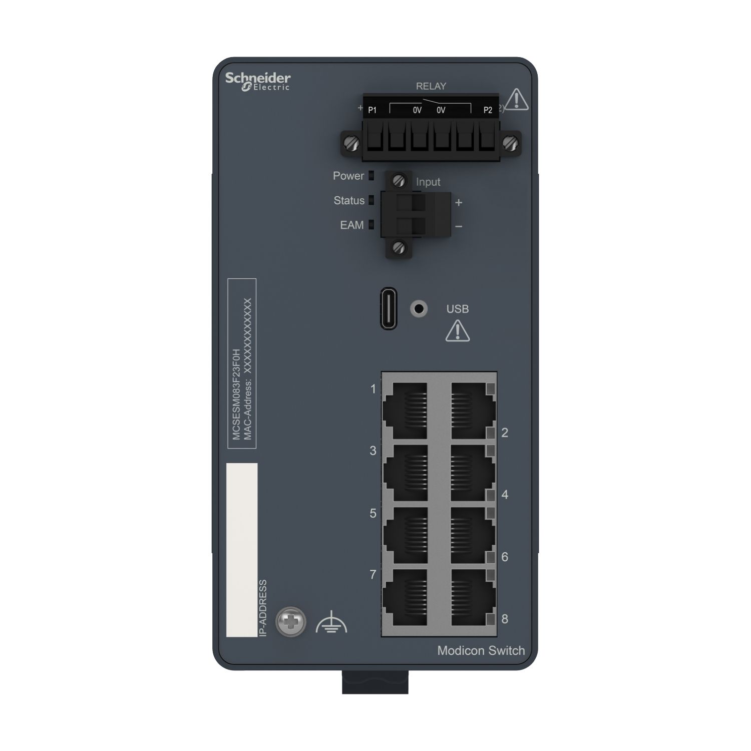 Picture of network switch, Modicon Networking, managed, 8 ports for copper, harsh