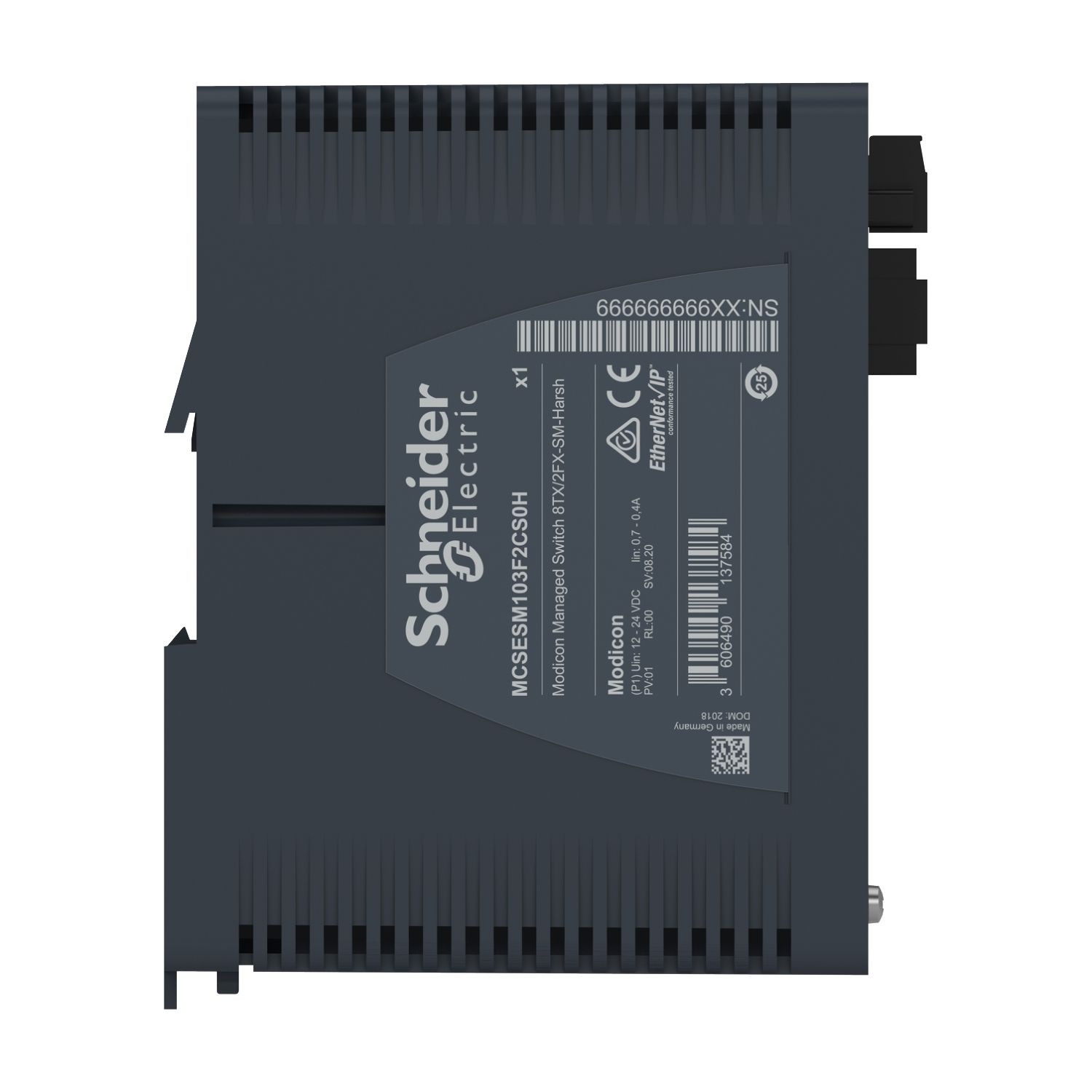 Picture of Modicon Managed Switch - 8 ports for copper + 2 ports for fiber optic single-mode - Harsh