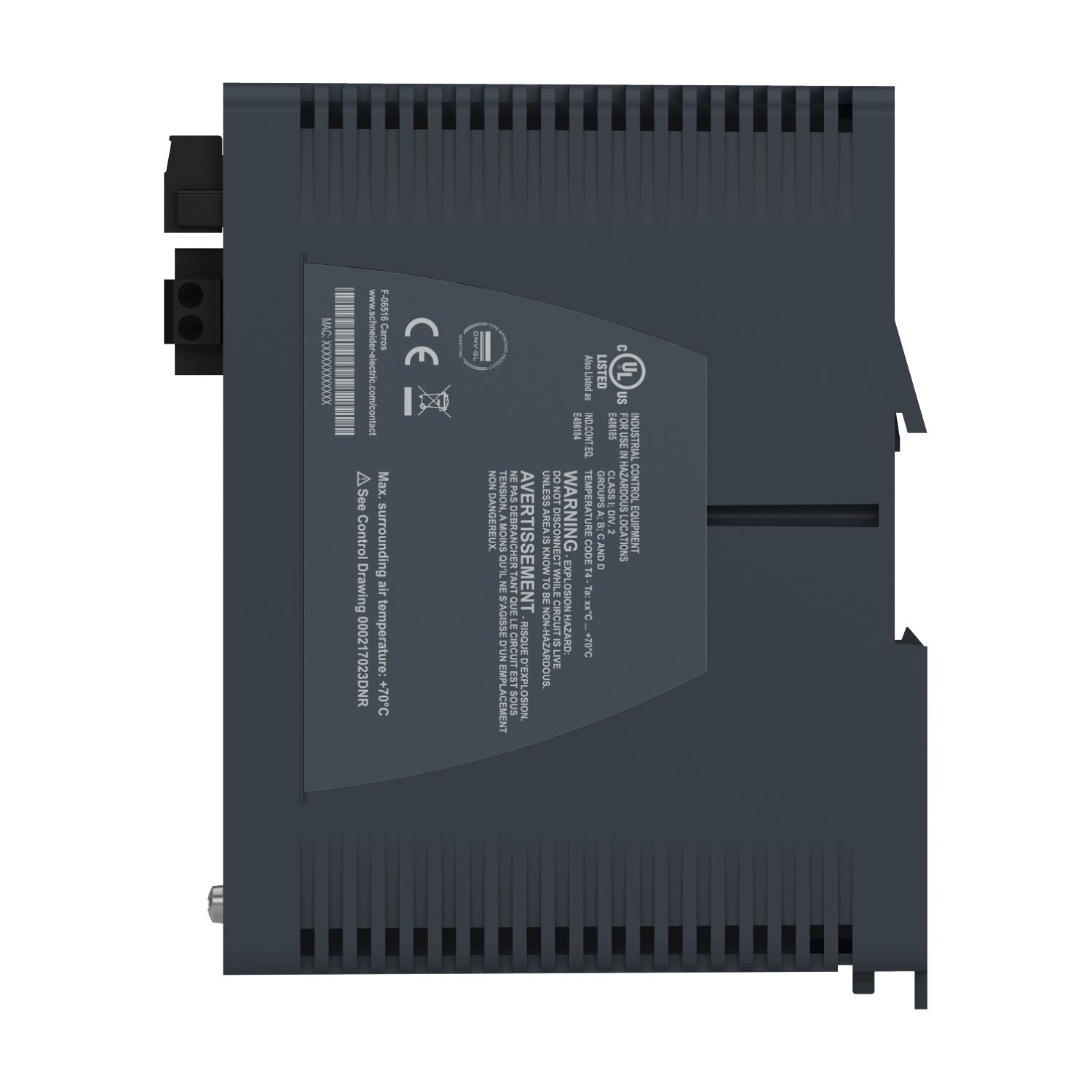 Picture of Modicon Managed Switch - 8 ports for copper + 2 ports for fiber optic single-mode - Harsh