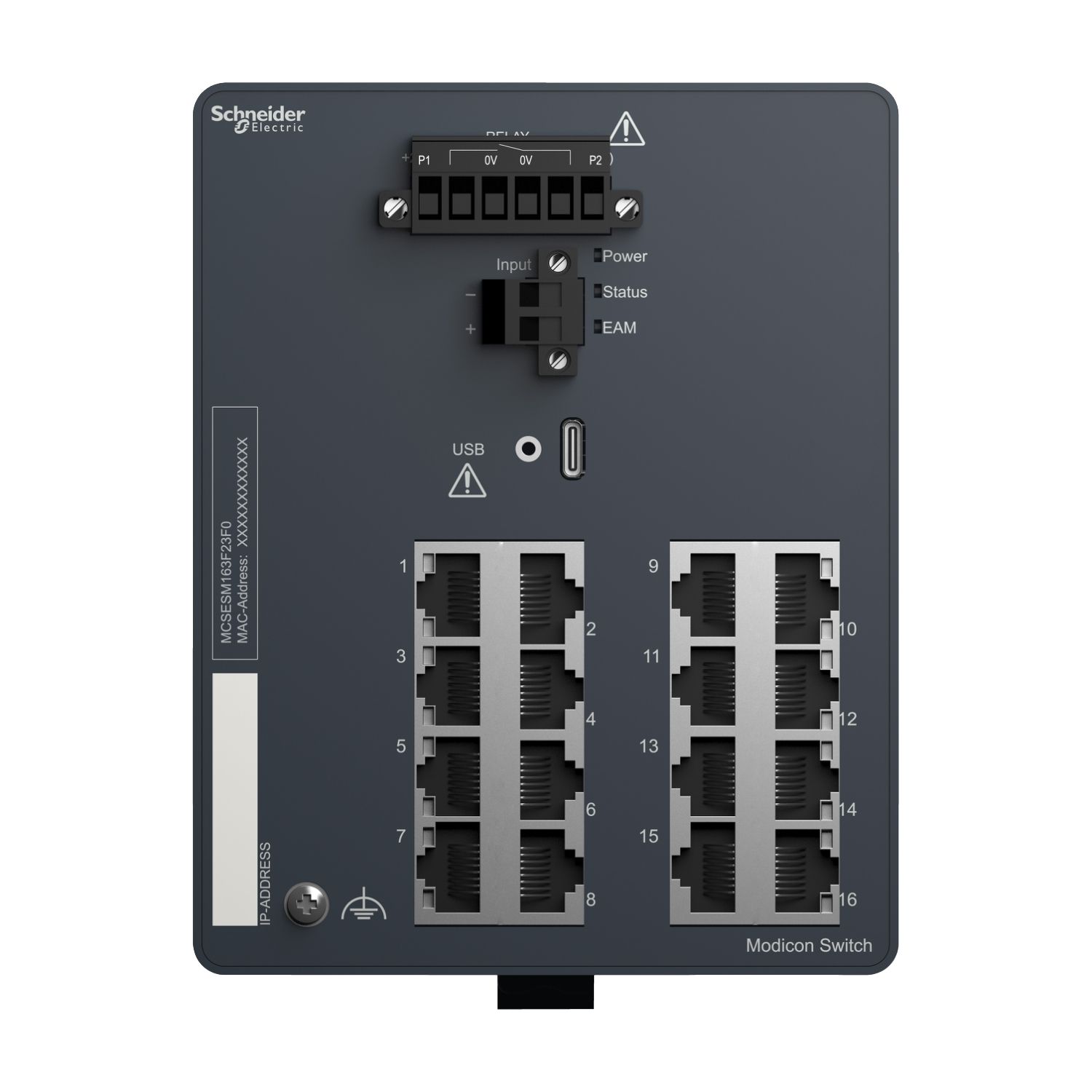Picture of network switch, Modicon Networking, managed, 16 ports for copper
