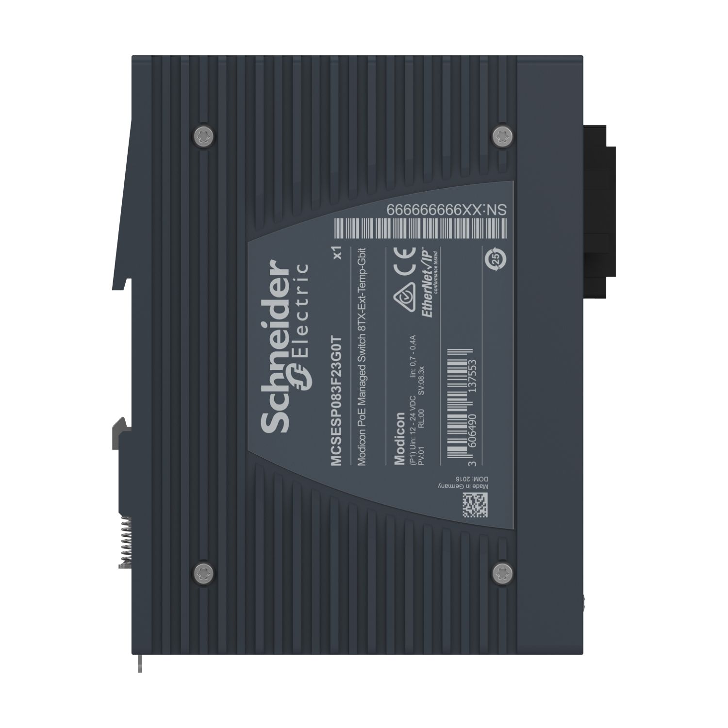 Picture of Modicon PoE (Power over Ethernet) Managed Switch - 8 Gigabit ports for copper - extended temperature