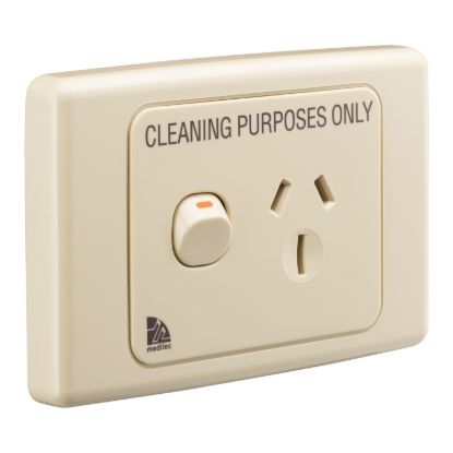 Picture of Single Switch Socket Outlet, Medilec, 250V, 15A, Cleaner Label