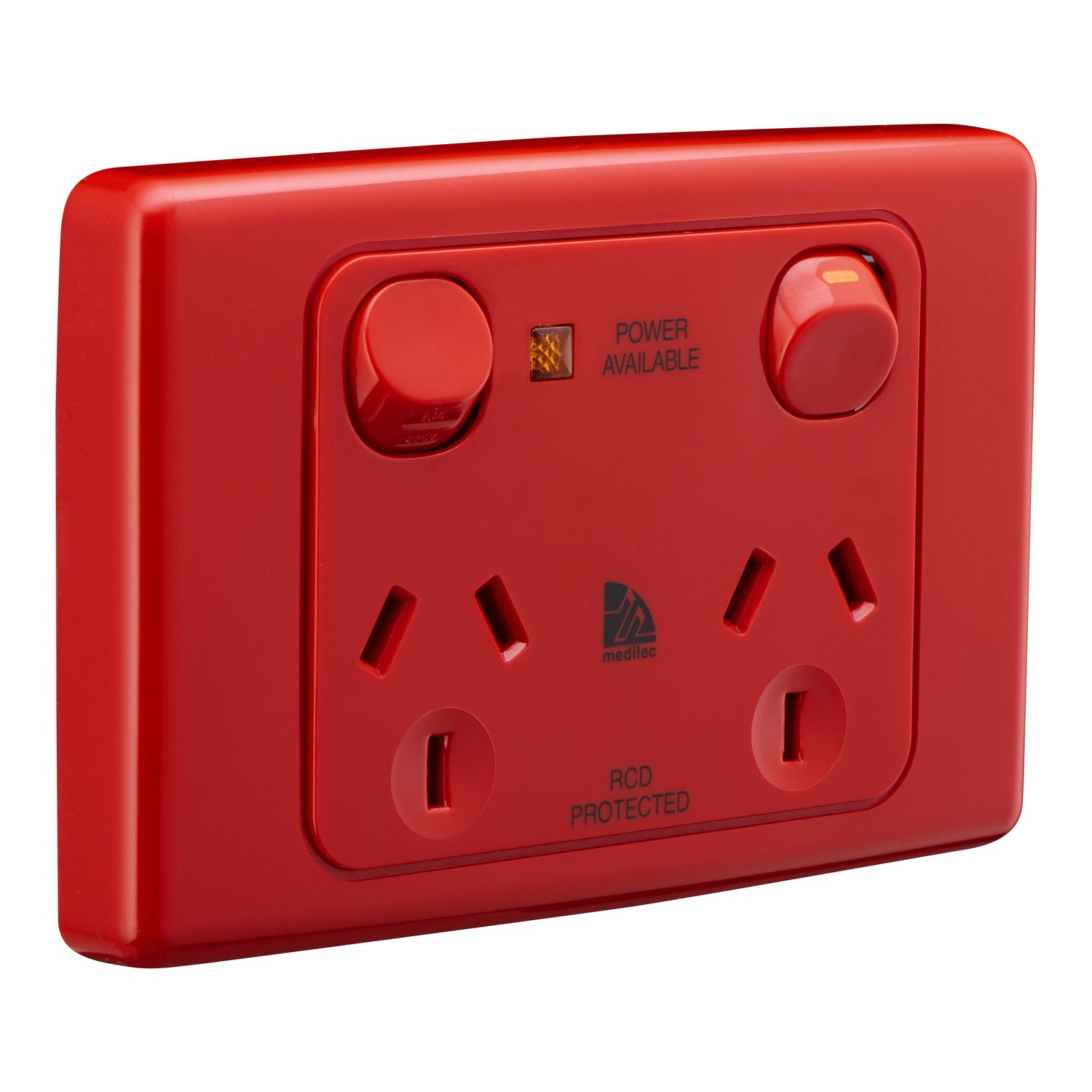 Picture of Twin Switch Socket Outlet, Medilec, 250V, 10A, 2 Gang, 1 Pole