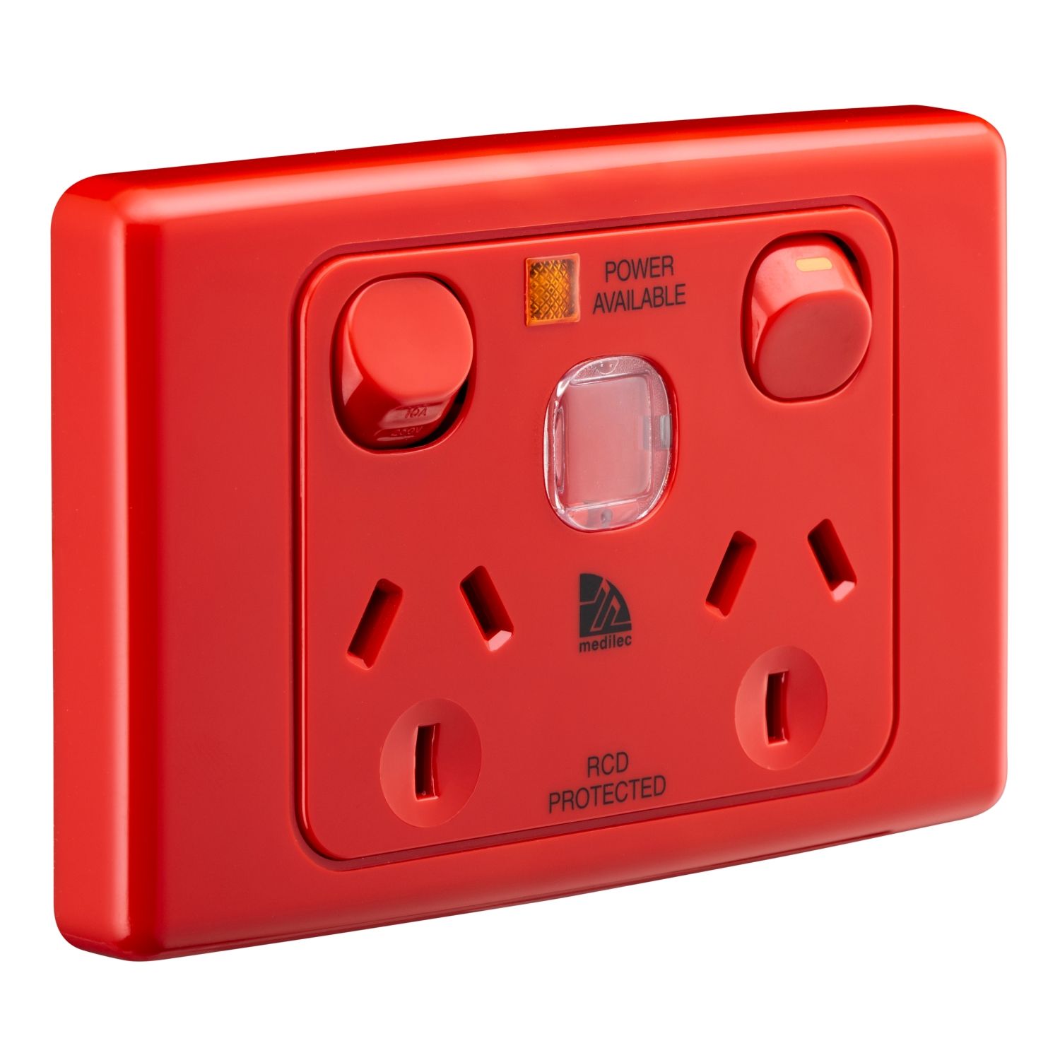 Picture of Twin Switch Socket Outlet, Medilec, 250V, 10A, 2 Gang, 1 Pole