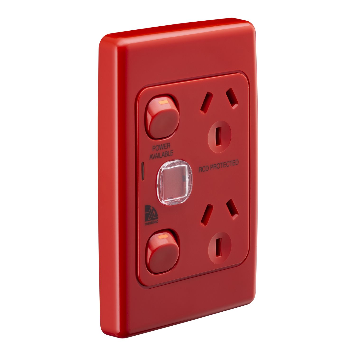 Picture of Twin Switch Socket Outlet, Medilec, 250V, 10A, 2 Gang, 1 Pole, Vertical