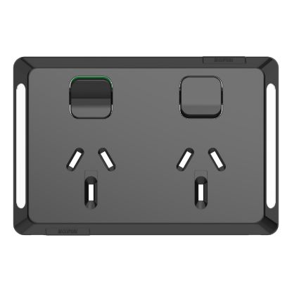 Picture of Twin Power Point Skin, Pro Series, Horizontal Mount, 250V, 10A, Clip-On