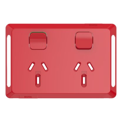 Picture of Twin Power Point Skin, Pro Series, Horizontal Mount, 250V, 10A, Clip-On