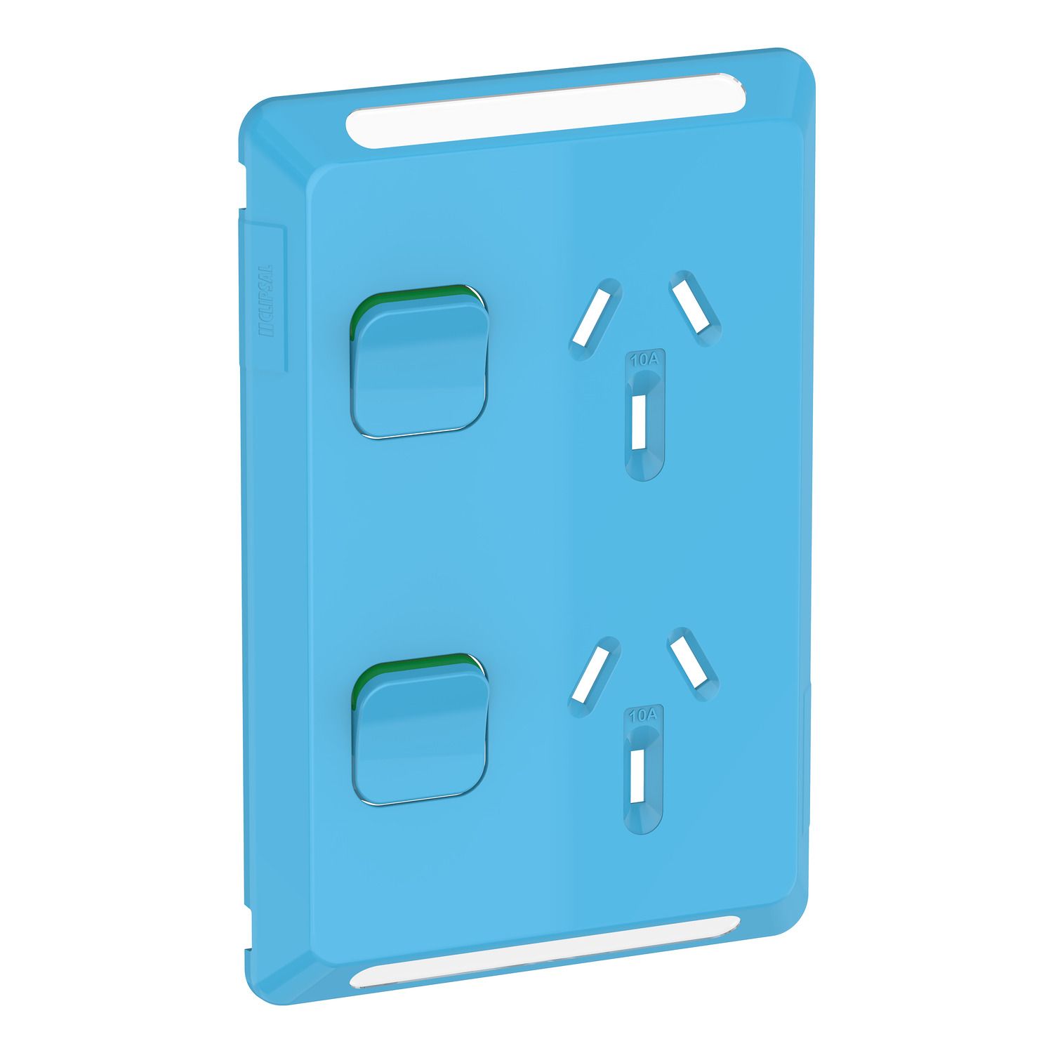 Picture of Twin Power Point Skin, Pro Series, Vertical Mount, 250V, 10A, Clip-On