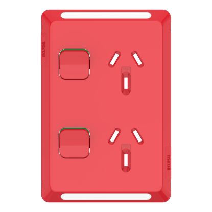 Picture of Twin Power Point Skin, Pro Series, Vertical Mount, 250V, 10A, Clip-On