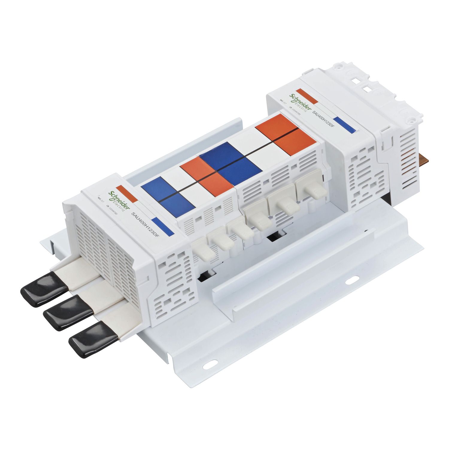 Picture of SAU Hybrid Chassis, Acti9, 3Ph, 400A, 18mm 6 poles, 27mm 6 Poles for MCB and RCBO,Dual feed