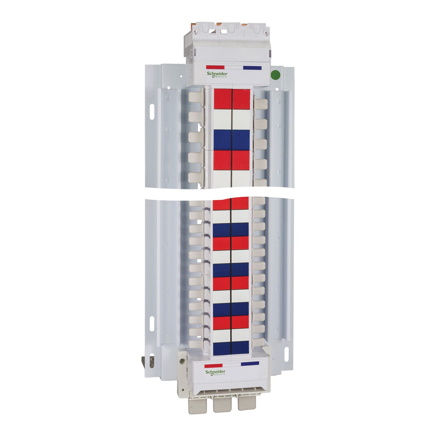 Picture of SAU Hybrid Chassis, Acti9, 3Ph, 400A, 18mm 48 poles, 27mm 12 Poles for MCB and RCBO,Dual feed