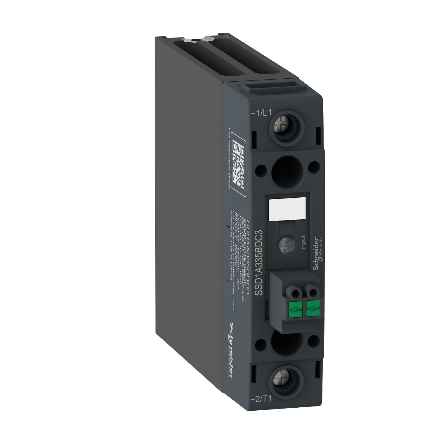 Picture of DIN rail mount relay,  Harmony Solid State Relays, 20A, zeroVoltage switching, input 4...32V DC, output 48...600V AC