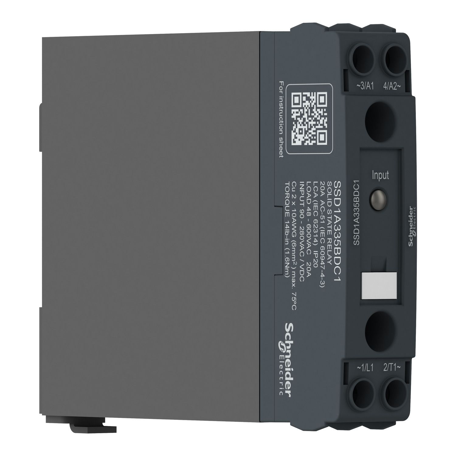 Picture of DIN rail mount relay,  Harmony Solid State Relays, 35A, zeroVoltage switching, input 90â€¦280V AC/DC, output 48...600V AC