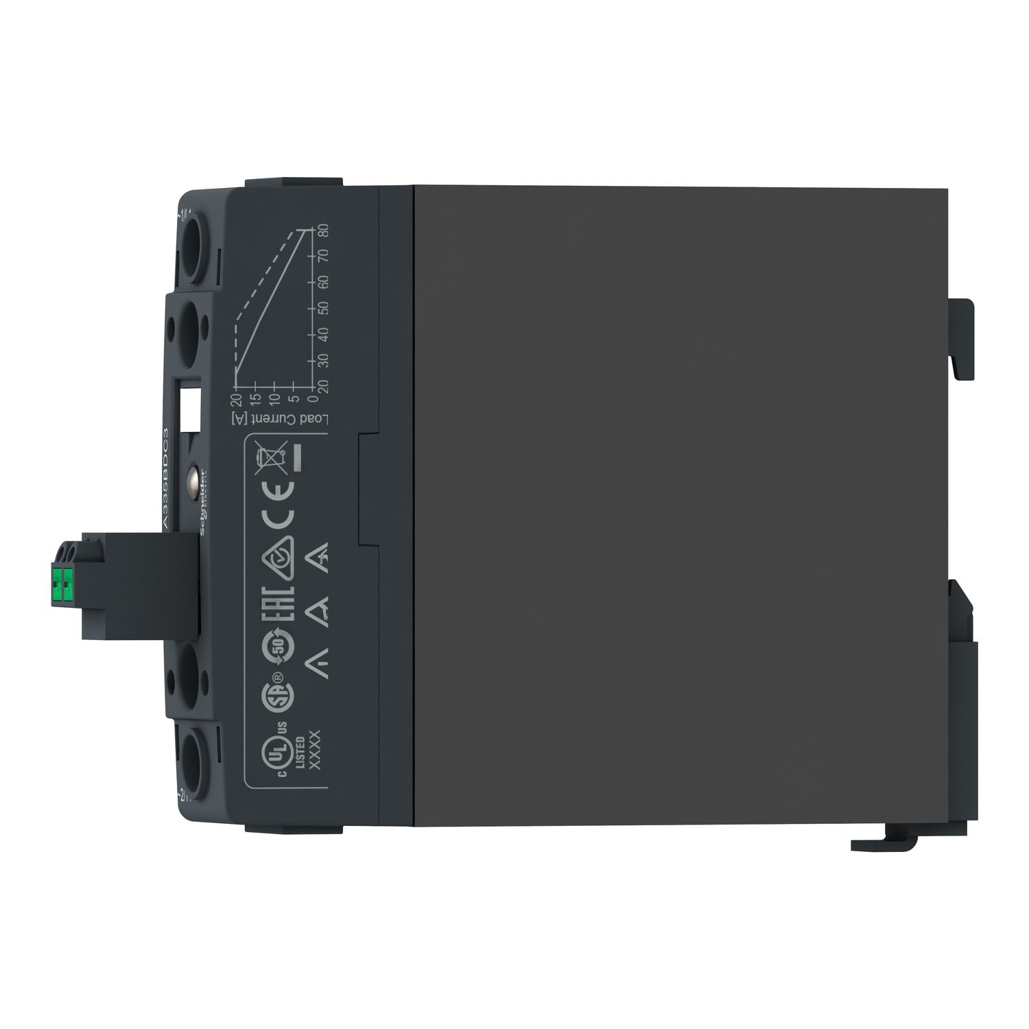 Picture of single phase panel, Harmony Solid State Relays, 35A, DIN rail mount, zero voltage switching, input 90…280 V AC DC,  output 48...600 V AC