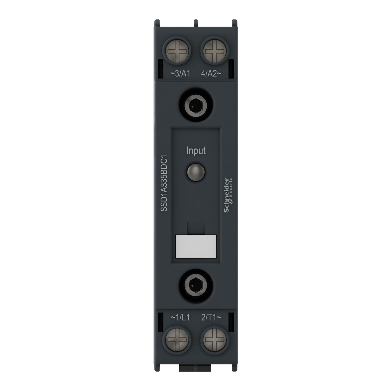 Picture of DIN rail mount relay,  Harmony Solid State Relays, 20A, DC switching, input 4 to 32V DC, output 1 to 150V DC