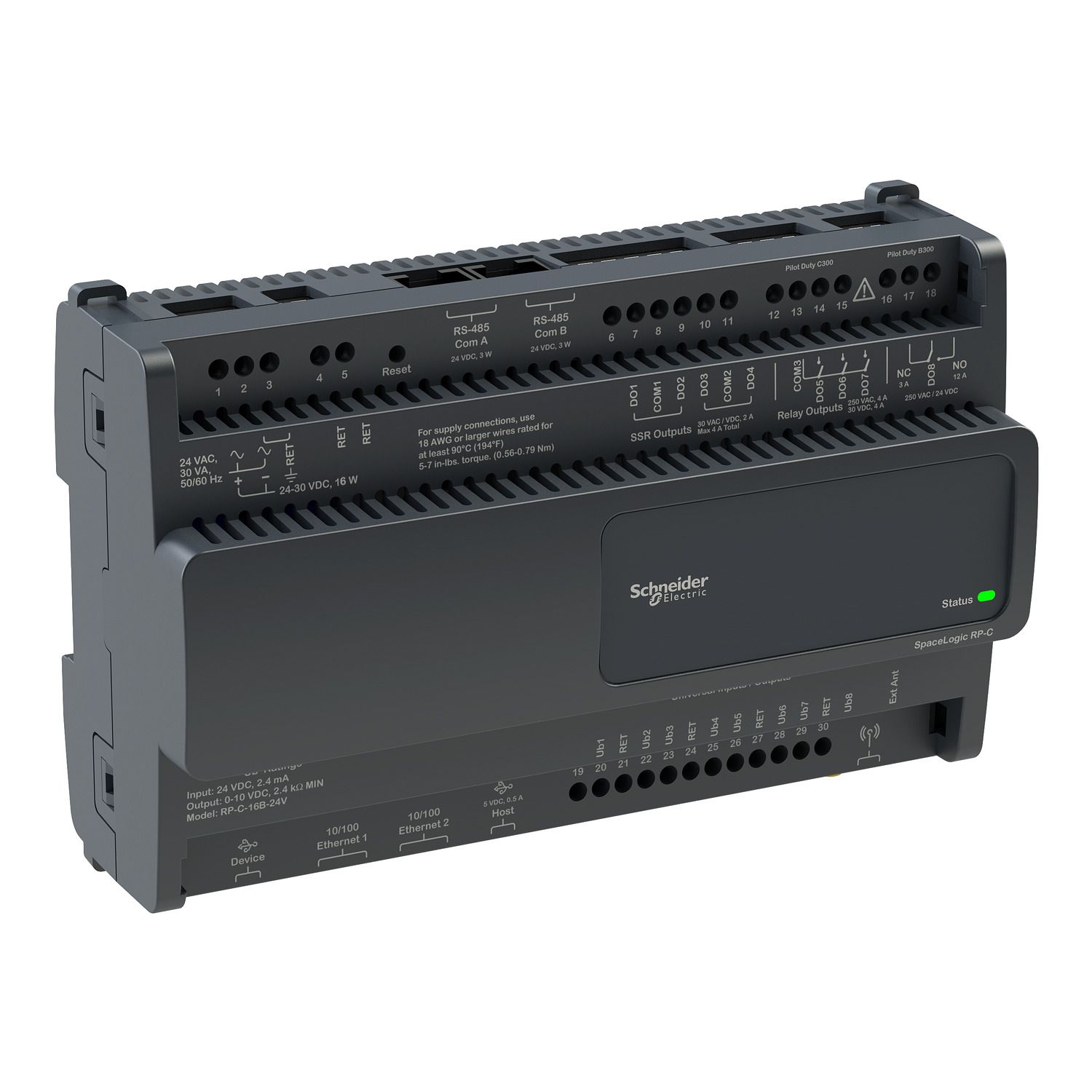 Picture of Room controller, SpaceLogic RP-C Pro, 16 points, 24 VAC/DC power supply