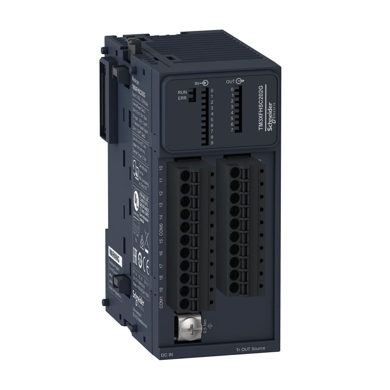 Picture of counter module, Modicon TM3, high speed, 2 channels HSC, 10 inputs, 8 outputs, spring