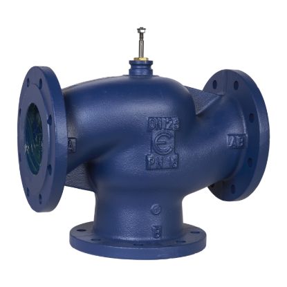 Picture of VG311F Globe Valve, 3-Way, DN125, Flanged, Kvs 200 mÂ³/h, Cast Iron Body and Seat, Brass Plug.