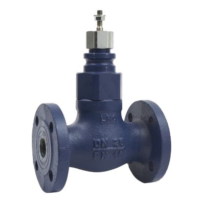 Picture of Globe Valve, 15mm, 2-Way, Flanged, stem Up Closed, Stainless Steel, 1.5kvs, Glycol 25-50% Steam and Water