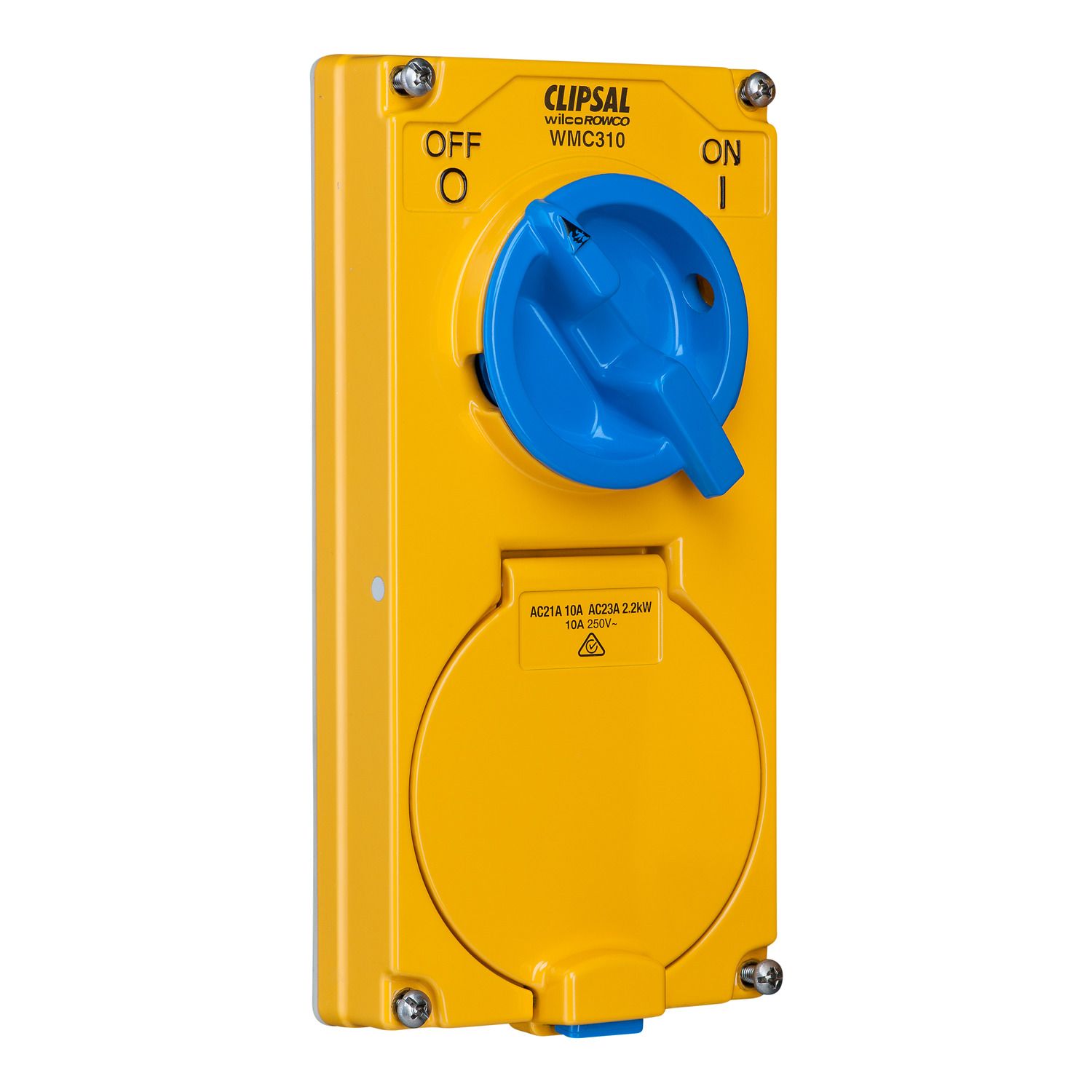 Picture of Switched Socket Outlet Combination, Metal Clad, 2 Gang, 10A, 250V, 3 Flat Socket