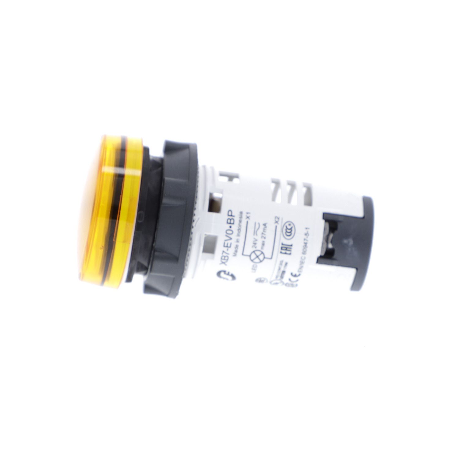Picture of Monolithic pilot light, Harmony XB7, plastic, orange, 22mm, integral LED, 24V AC DC