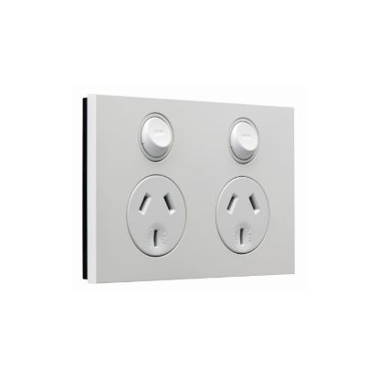 Picture of Double Power Point Cover, Saturn Zen, Horizontal Mount, 250V, 10A